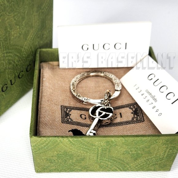 GUCCI 925 Sterling Silver MARMONT GG Arabesque engraved Pendant Keychain NIB 🎁 - Picture 9 of 10